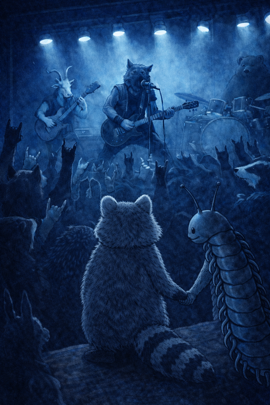 Raccoon and Centipede at a concert